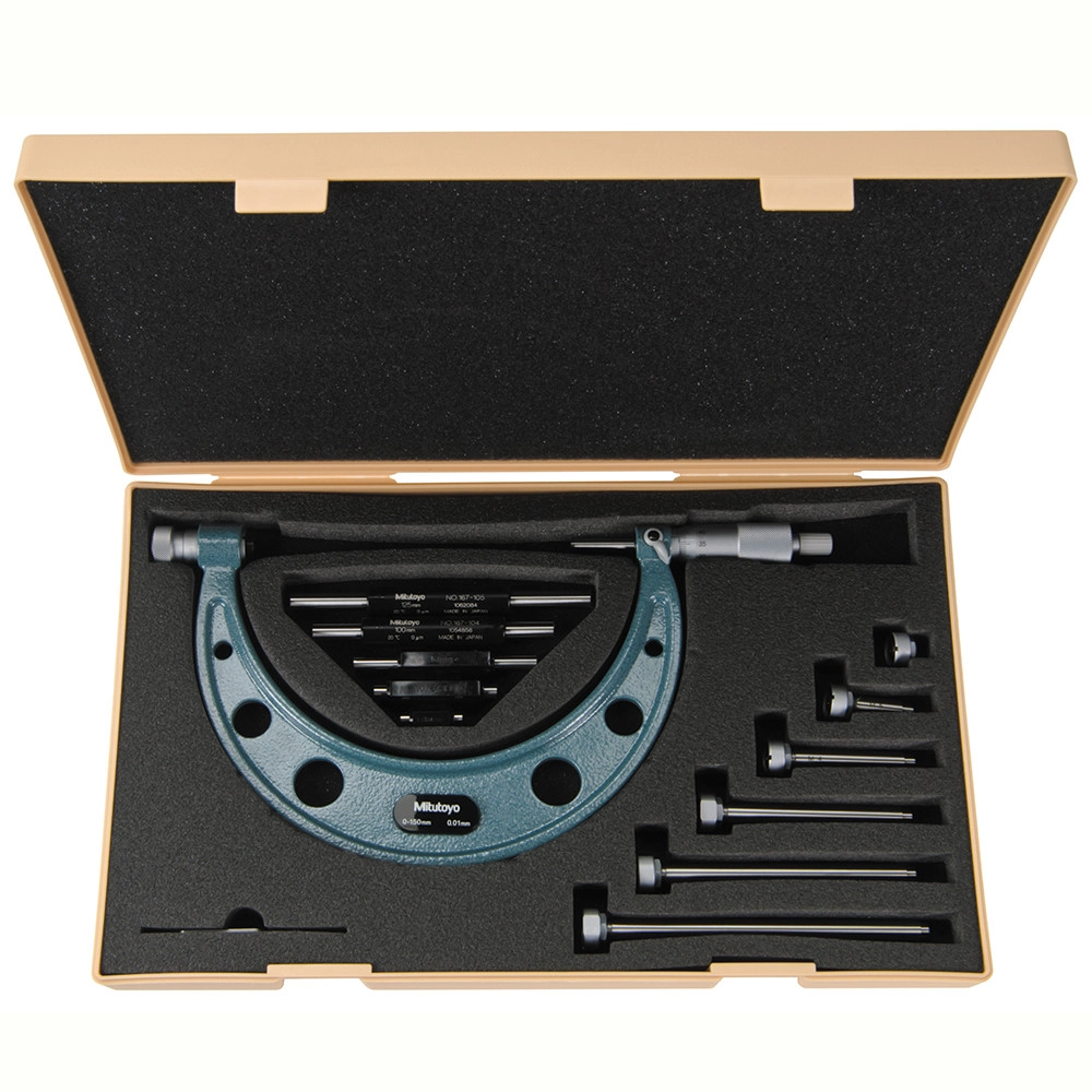 Micrómetro externo 0-150 mm 0.01 mm con topes intercambiables 104-135A